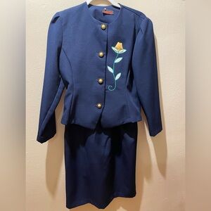Vintage Bonfire Skirt Suit | Navy | Two-Piece